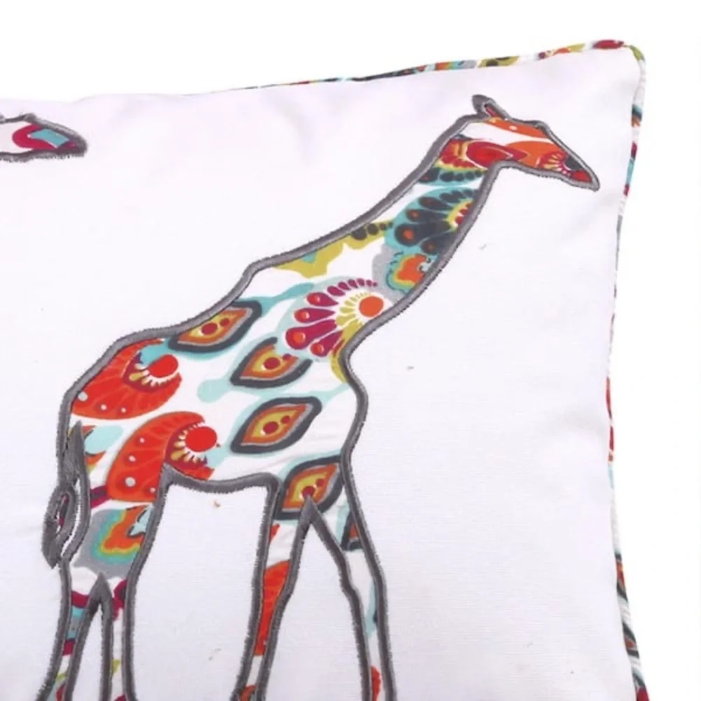 NWT Mirage Multicolor Three Girrafes Applique 12 in. x 24 in. Throw Pillow